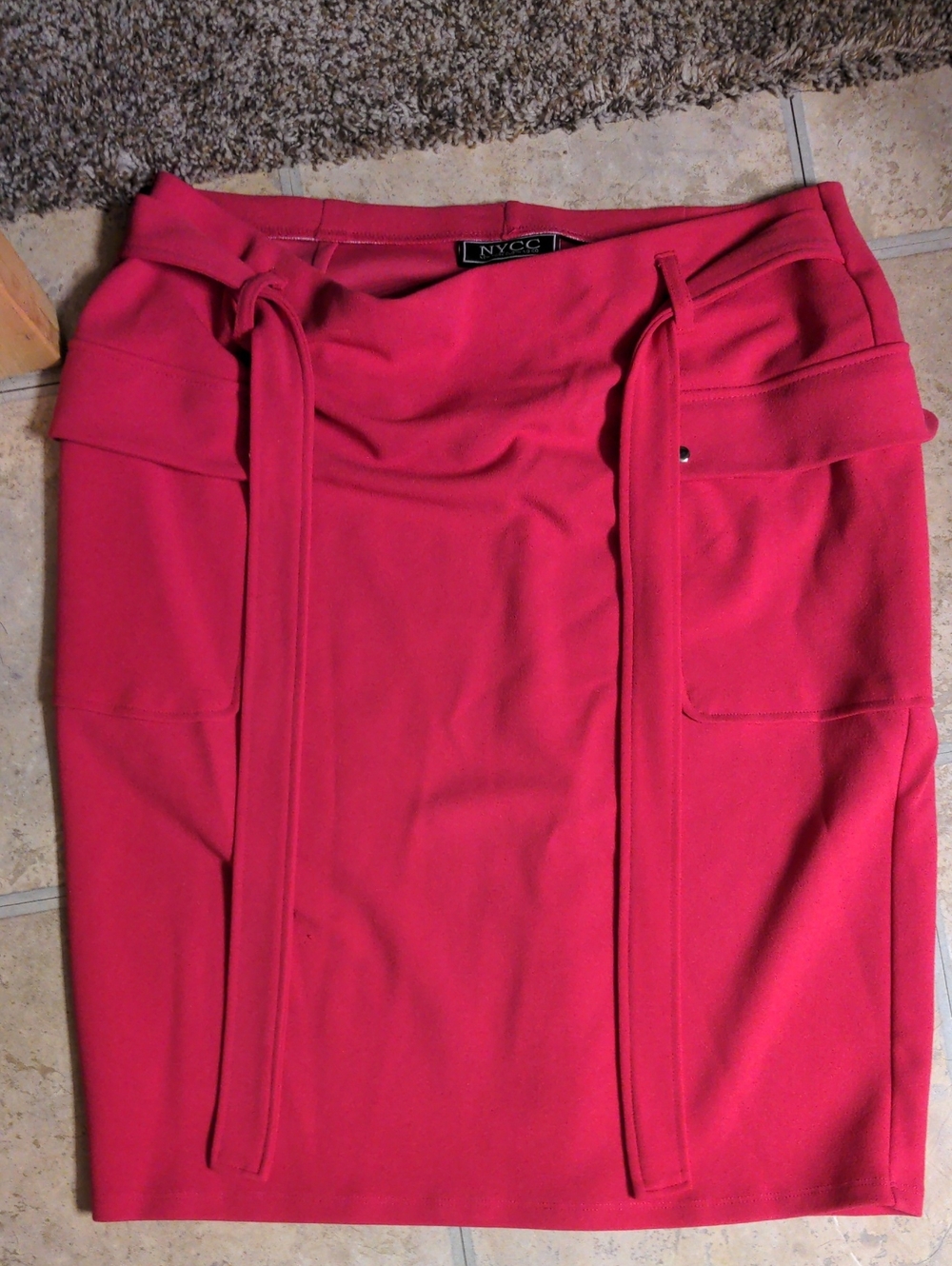 NYC Hot Pink Pencil Skirt with Front Tie - Picture 1 of 1